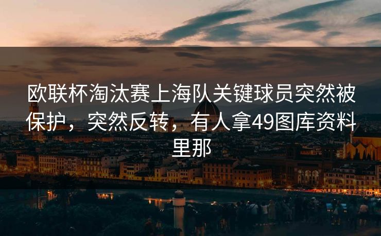 欧联杯淘汰赛上海队关键球员突然被保护，突然反转，有人拿49图库资料里那